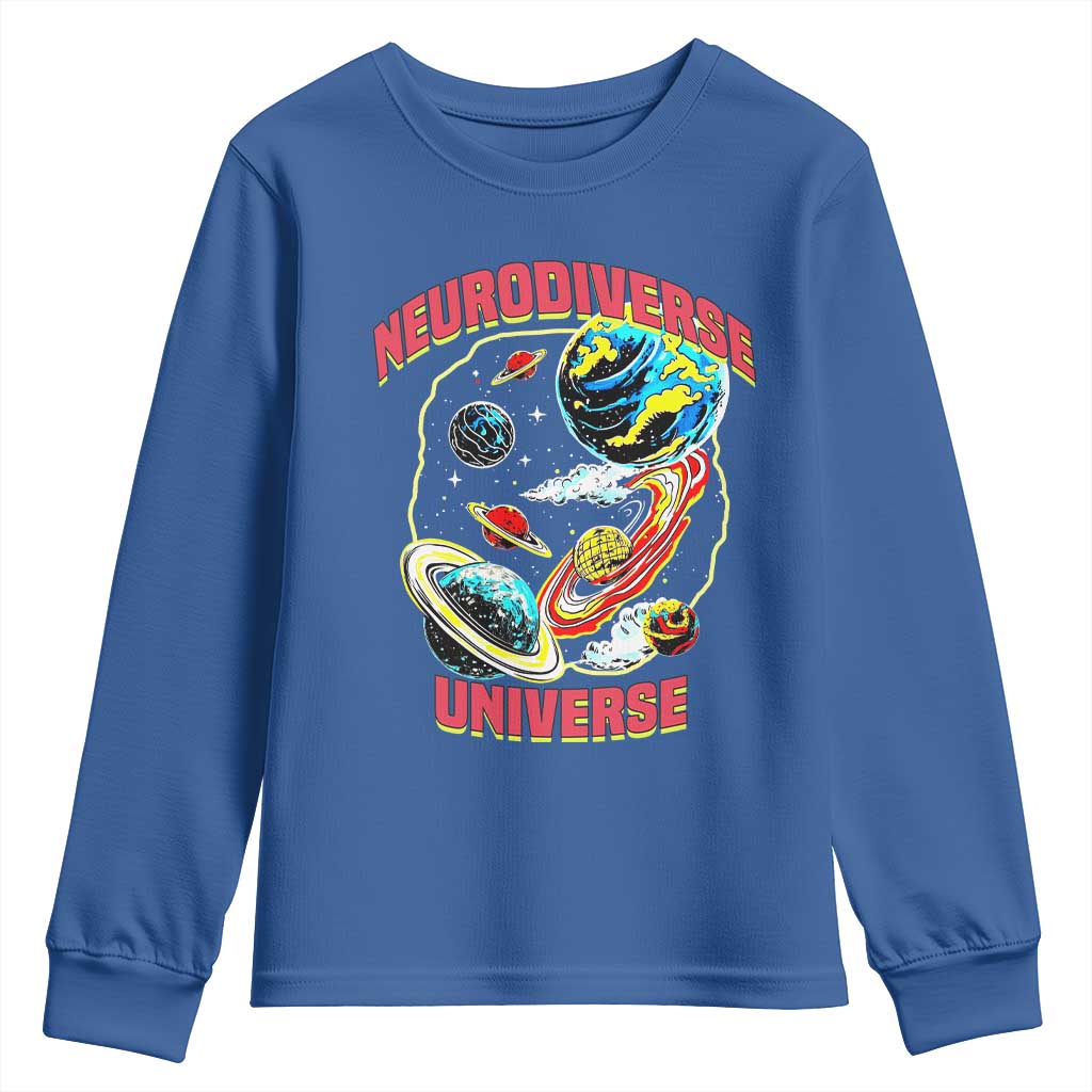 Neurodiverse Universe Youth Sweatshirt Neurodiversity Embrace ADHD Autism ASD TS02 Royal Blue Print Your Wear