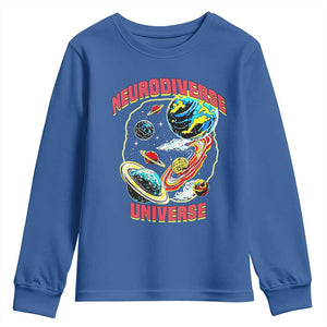 Neurodiverse Universe Youth Sweatshirt Neurodiversity Embrace ADHD Autism ASD TS02 Royal Blue Print Your Wear