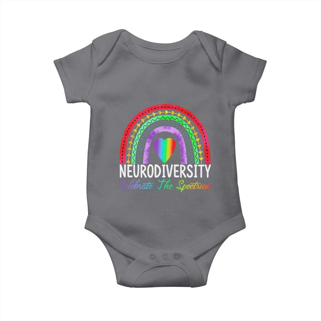 Neurodiversity Baby Onesie Autism Spectrum ASD ADHD Rainbow Boho TS02 Charcoal Print Your Wear