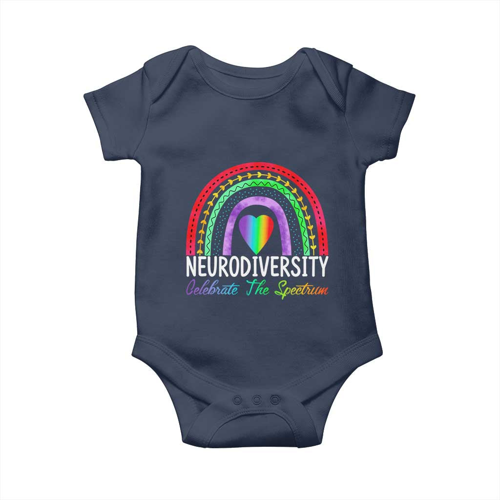 Neurodiversity Baby Onesie Autism Spectrum ASD ADHD Rainbow Boho TS02 Navy Print Your Wear
