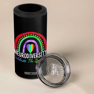 Neurodiversity 4 in 1 Can Cooler Tumbler Autism Spectrum ASD ADHD Rainbow Boho TS02 Print Your Wear