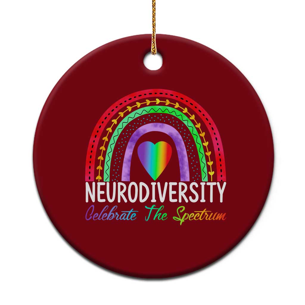 Neurodiversity Ceramic Ornament Autism Spectrum ASD ADHD Rainbow Boho TS02 1pc Red Print Your Wear