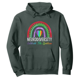 Neurodiversity Hoodie Autism Spectrum ASD ADHD Rainbow Boho TS02 Dark Forest Green Print Your Wear