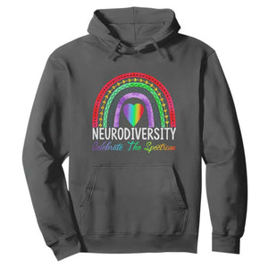Neurodiversity Hoodie Autism Spectrum ASD ADHD Rainbow Boho TS02 Dark Heather Print Your Wear