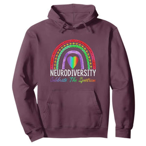 Neurodiversity Hoodie Autism Spectrum ASD ADHD Rainbow Boho TS02 Maroon Print Your Wear