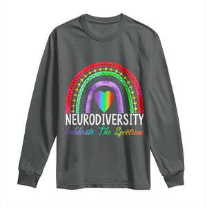Neurodiversity Long Sleeve Shirt Autism Spectrum ASD ADHD Rainbow Boho TS02 Dark Heather Print Your Wear