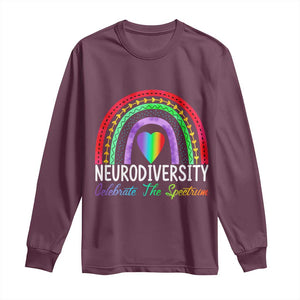 Neurodiversity Long Sleeve Shirt Autism Spectrum ASD ADHD Rainbow Boho TS02 Maroon Print Your Wear