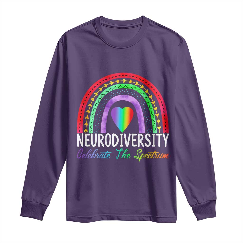Neurodiversity Long Sleeve Shirt Autism Spectrum ASD ADHD Rainbow Boho TS02 Purple Print Your Wear