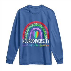 Neurodiversity Long Sleeve Shirt Autism Spectrum ASD ADHD Rainbow Boho TS02 Royal Blue Print Your Wear