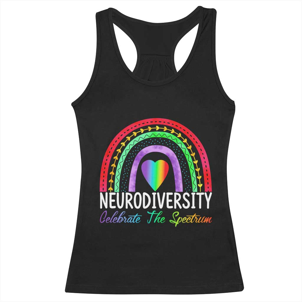 Neurodiversity Racerback Tank Top Autism Spectrum ASD ADHD Rainbow Boho TS02 Black Print Your Wear