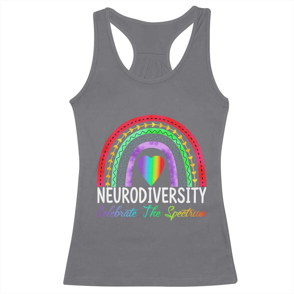 Neurodiversity Racerback Tank Top Autism Spectrum ASD ADHD Rainbow Boho TS02 Charcoal Print Your Wear