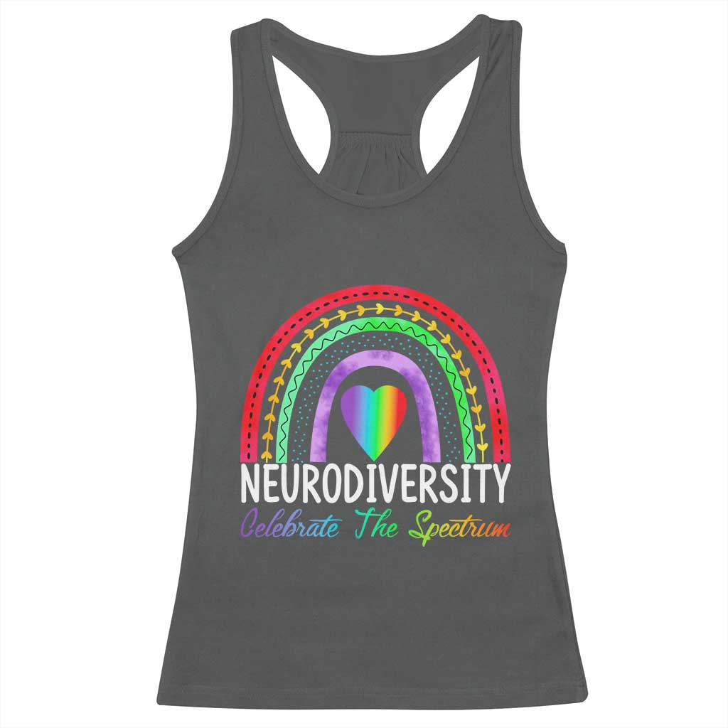 Neurodiversity Racerback Tank Top Autism Spectrum ASD ADHD Rainbow Boho TS02 Dark Heather Print Your Wear