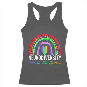 Neurodiversity Racerback Tank Top Autism Spectrum ASD ADHD Rainbow Boho TS02 Dark Heather Print Your Wear