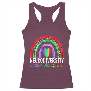 Neurodiversity Racerback Tank Top Autism Spectrum ASD ADHD Rainbow Boho TS02 Maroon Print Your Wear