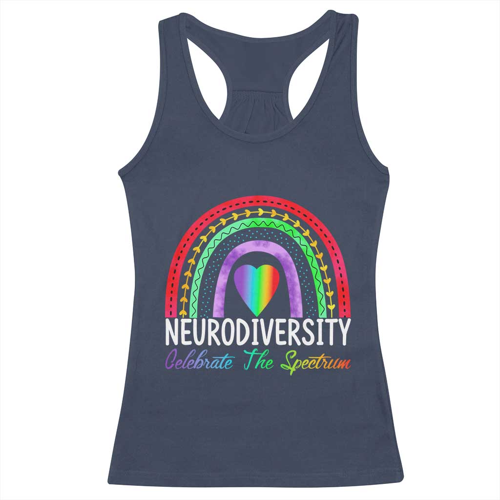 Neurodiversity Racerback Tank Top Autism Spectrum ASD ADHD Rainbow Boho TS02 Navy Print Your Wear