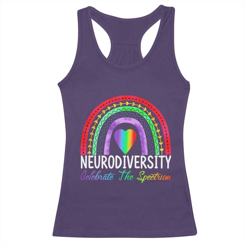 Neurodiversity Racerback Tank Top Autism Spectrum ASD ADHD Rainbow Boho TS02 Purple Print Your Wear