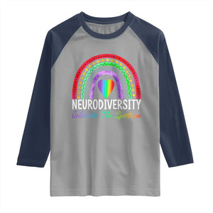 Neurodiversity Raglan Shirt Autism Spectrum ASD ADHD Rainbow Boho TS02 Sport Gray Navy Print Your Wear