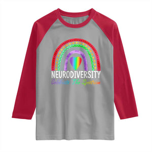 Neurodiversity Raglan Shirt Autism Spectrum ASD ADHD Rainbow Boho TS02 Sport Gray Red Print Your Wear