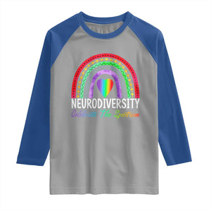 Neurodiversity Raglan Shirt Autism Spectrum ASD ADHD Rainbow Boho TS02 Sport Gray Royal Print Your Wear