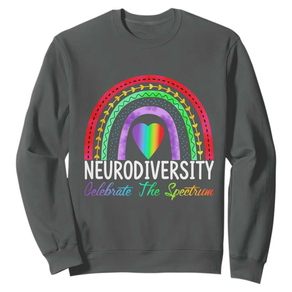 Neurodiversity Sweatshirt Autism Spectrum ASD ADHD Rainbow Boho TS02 Dark Heather Print Your Wear