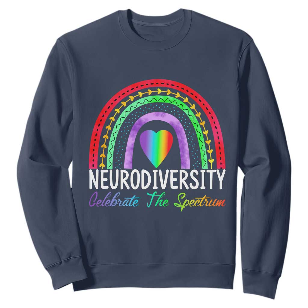 Neurodiversity Sweatshirt Autism Spectrum ASD ADHD Rainbow Boho TS02 Navy Print Your Wear