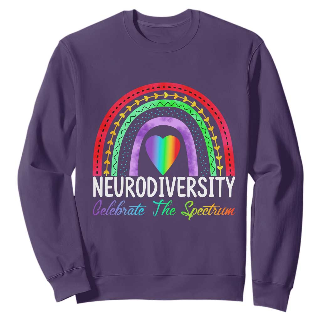 Neurodiversity Sweatshirt Autism Spectrum ASD ADHD Rainbow Boho TS02 Purple Print Your Wear