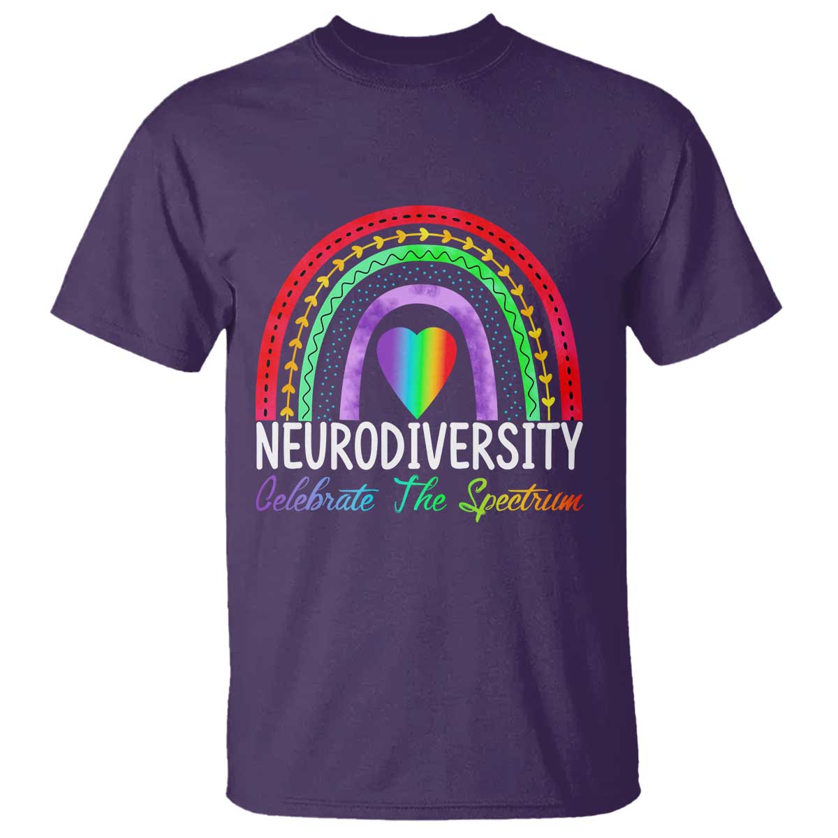 Neurodiversity T Shirt Autism Spectrum ASD ADHD Rainbow Boho TS02 Purple Print Your Wear