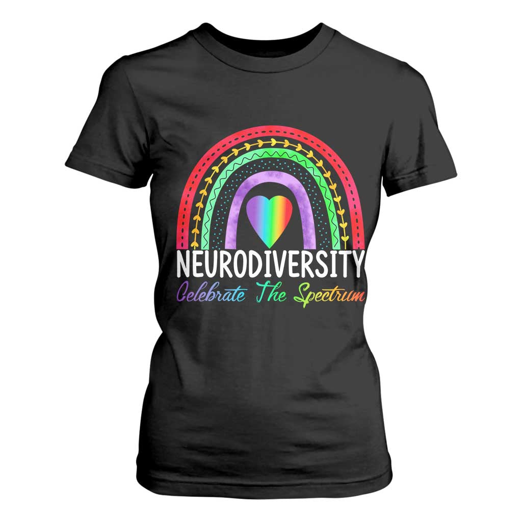 Neurodiversity T Shirt For Women Autism Spectrum ASD ADHD Rainbow Boho TS02 Black Print Your Wear