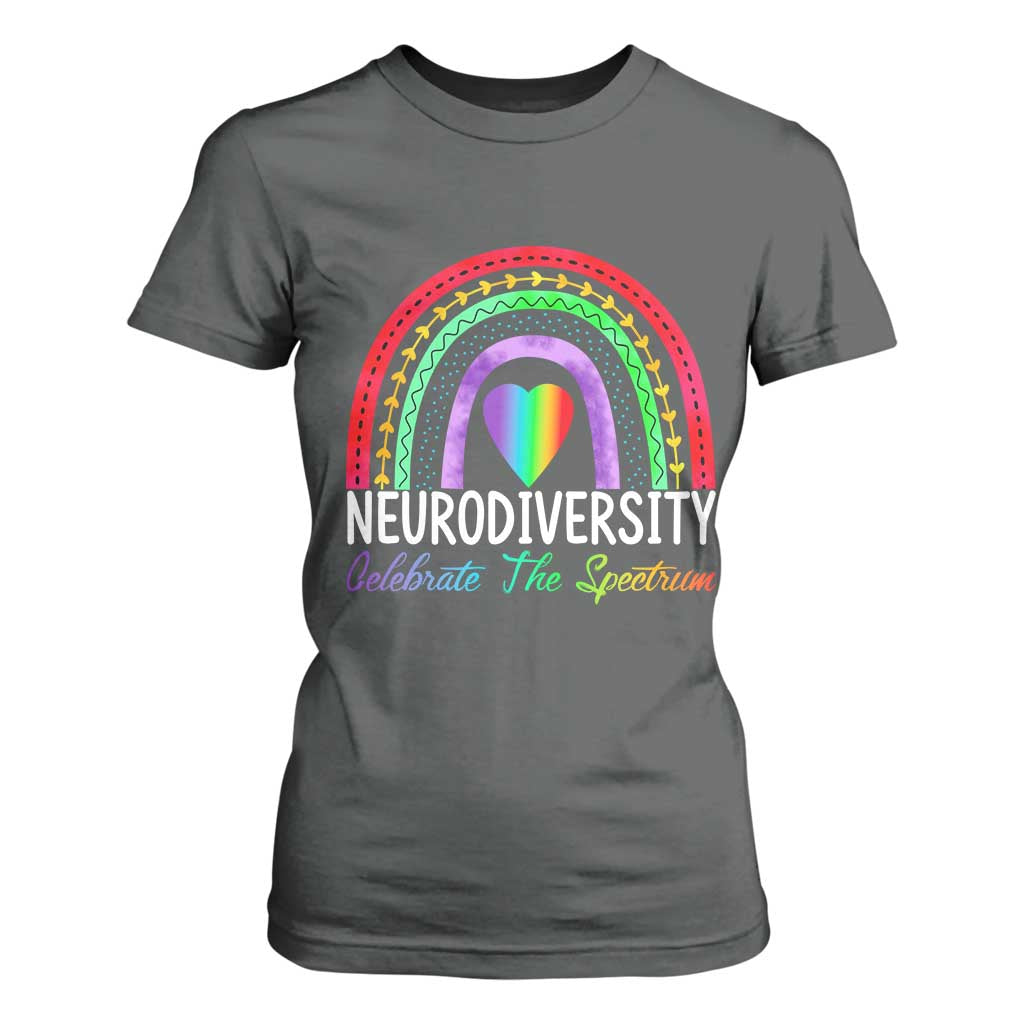 Neurodiversity T Shirt For Women Autism Spectrum ASD ADHD Rainbow Boho TS02 Dark Heather Print Your Wear