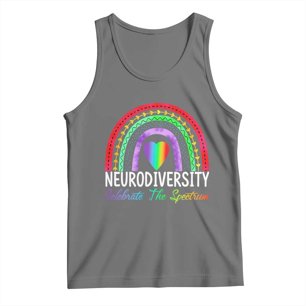 Neurodiversity Tank Top Autism Spectrum ASD ADHD Rainbow Boho TS02 Black Heather Print Your Wear