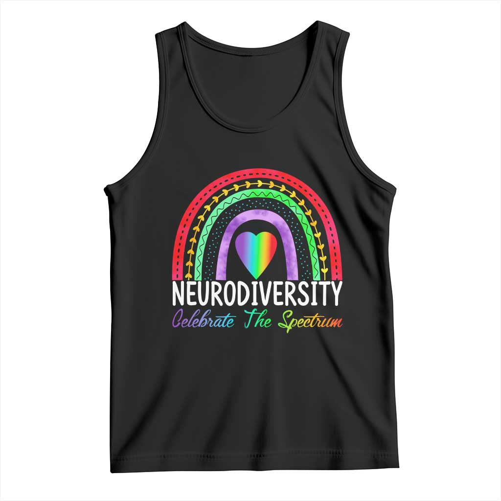 Neurodiversity Tank Top Autism Spectrum ASD ADHD Rainbow Boho TS02 Black Print Your Wear