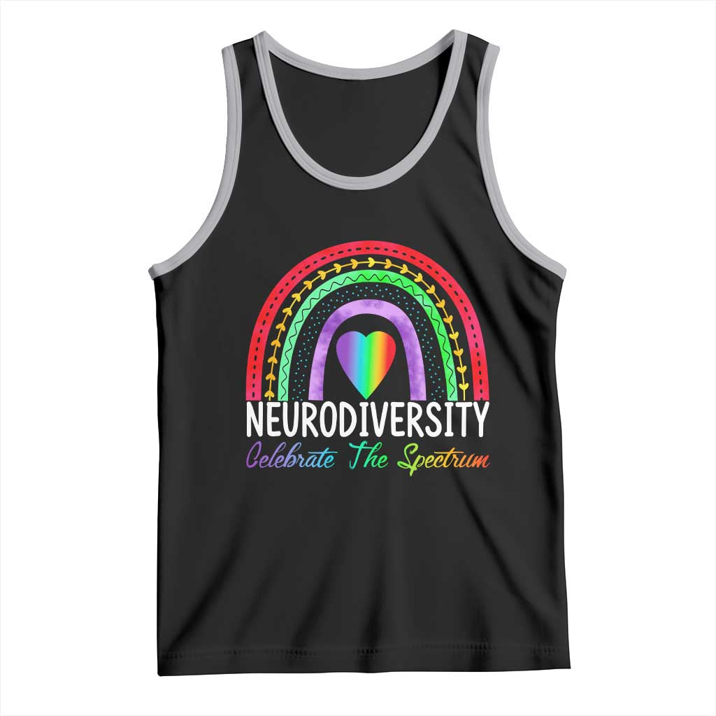Neurodiversity Tank Top Autism Spectrum ASD ADHD Rainbow Boho TS02 Black Athletic Heather Print Your Wear