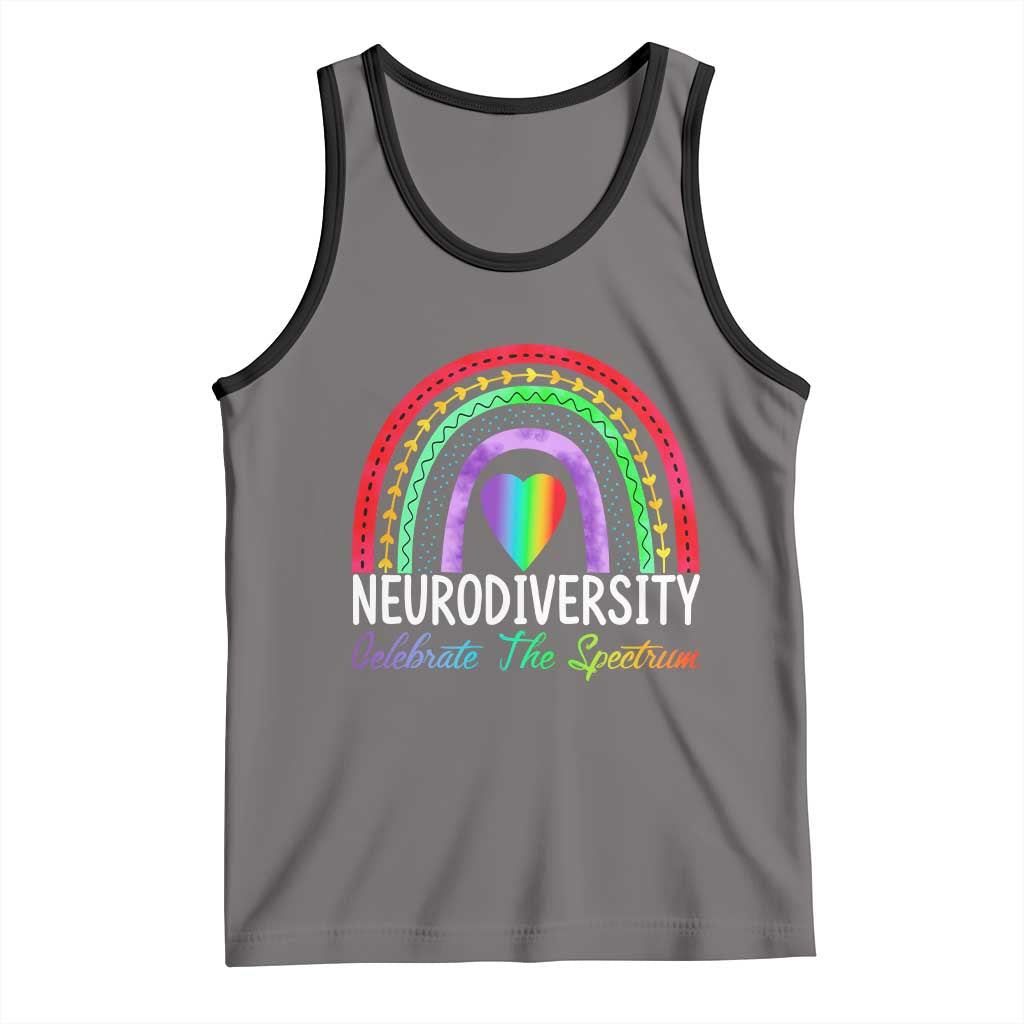 Neurodiversity Tank Top Autism Spectrum ASD ADHD Rainbow Boho TS02 Deep Heather Black Print Your Wear
