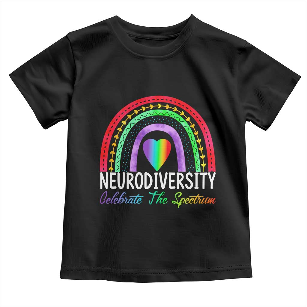 Neurodiversity Toddler T Shirt Autism Spectrum ASD ADHD Rainbow Boho TS02 Black Print Your Wear