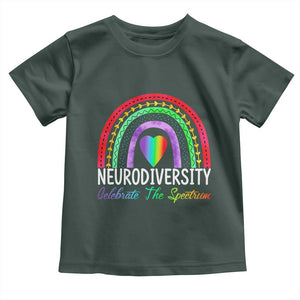 Neurodiversity Toddler T Shirt Autism Spectrum ASD ADHD Rainbow Boho TS02 Dark Forest Green Print Your Wear