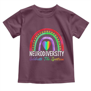 Neurodiversity Toddler T Shirt Autism Spectrum ASD ADHD Rainbow Boho TS02 Maroon Print Your Wear