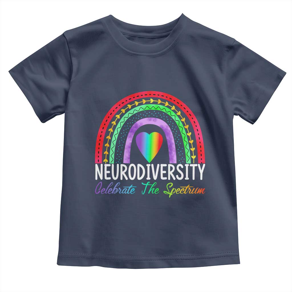 Neurodiversity Toddler T Shirt Autism Spectrum ASD ADHD Rainbow Boho TS02 Navy Print Your Wear