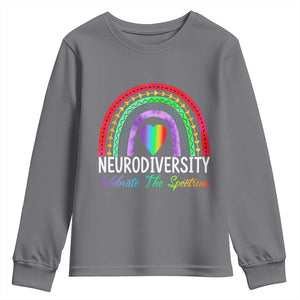 Neurodiversity Youth Sweatshirt Autism Spectrum ASD ADHD Rainbow Boho TS02 Charcoal Print Your Wear