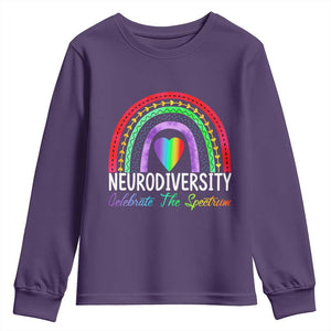 Neurodiversity Youth Sweatshirt Autism Spectrum ASD ADHD Rainbow Boho TS02 Purple Print Your Wear