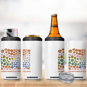 Neurodiversity Boho Floral 4 in 1 Can Cooler Tumbler Celebrate Minds of All Kinds Autism ADHD ASD TS02 Print Your Wear