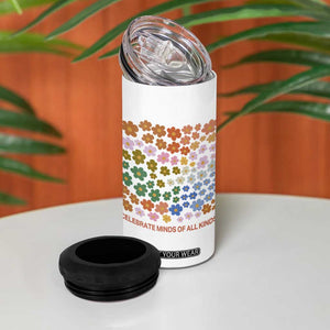 Neurodiversity Boho Floral 4 in 1 Can Cooler Tumbler Celebrate Minds of All Kinds Autism ADHD ASD TS02 Print Your Wear