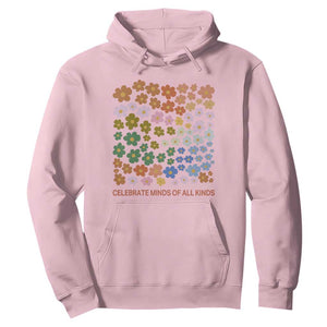 Neurodiversity Boho Floral Hoodie Celebrate Minds of All Kinds Autism ADHD ASD TS02 Light Pink Print Your Wear