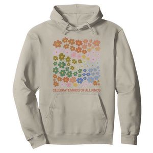 Neurodiversity Boho Floral Hoodie Celebrate Minds of All Kinds Autism ADHD ASD TS02 Sand Print Your Wear