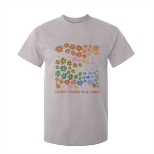 Neurodiversity Boho Floral T Shirt For Kid Celebrate Minds of All Kinds Autism ADHD ASD TS02 Ice Gray Print Your Wear