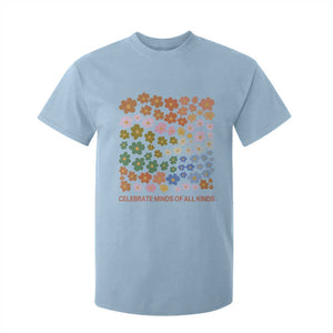Neurodiversity Boho Floral T Shirt For Kid Celebrate Minds of All Kinds Autism ADHD ASD TS02 Light Blue Print Your Wear