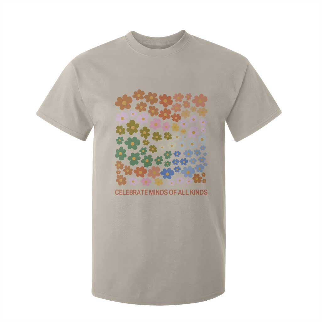 Neurodiversity Boho Floral T Shirt For Kid Celebrate Minds of All Kinds Autism ADHD ASD TS02 Sand Print Your Wear