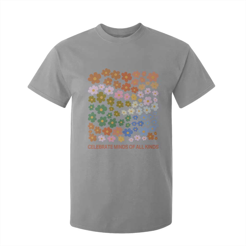 Neurodiversity Boho Floral T Shirt For Kid Celebrate Minds of All Kinds Autism ADHD ASD TS02 Sport Gray Print Your Wear