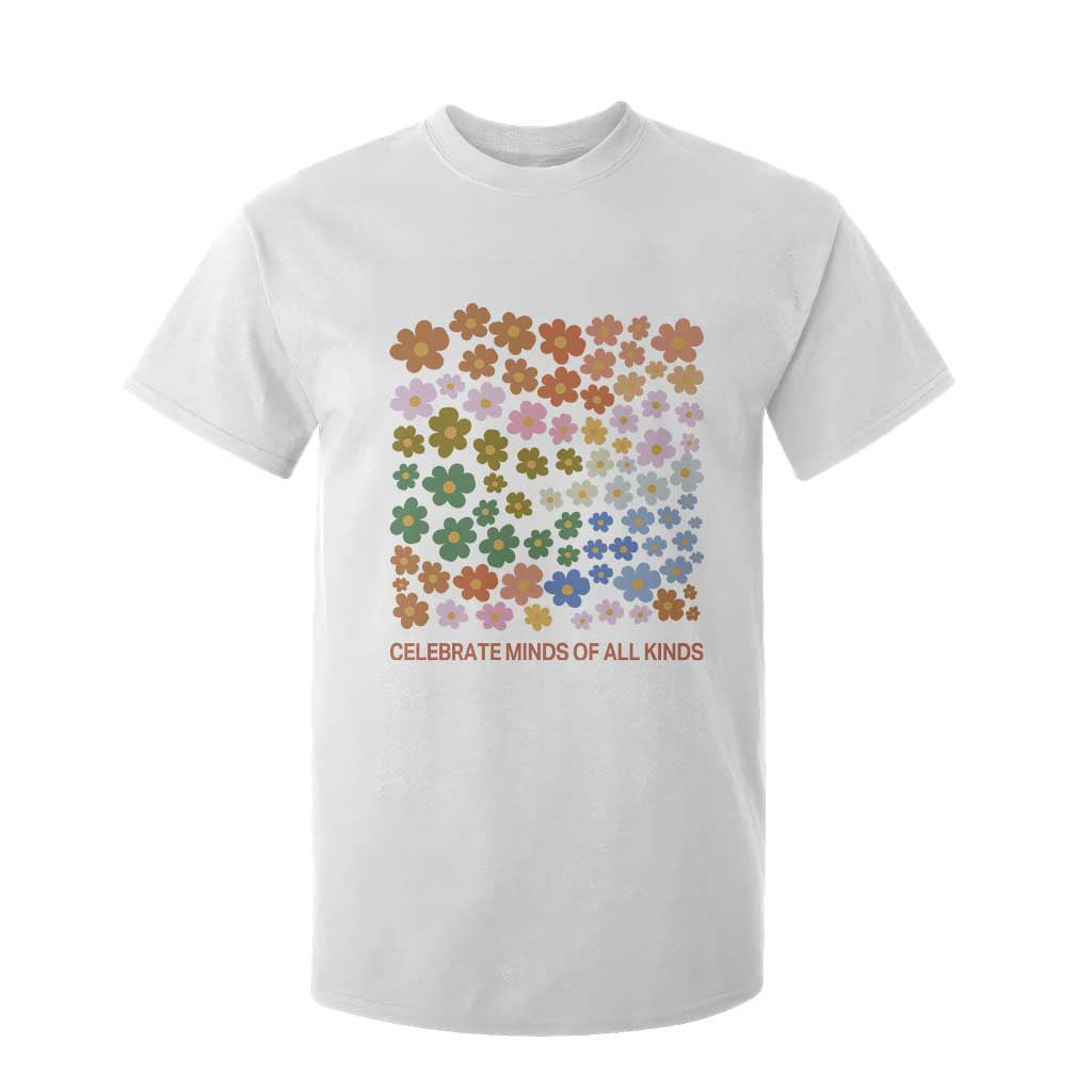 Neurodiversity Boho Floral T Shirt For Kid Celebrate Minds of All Kinds Autism ADHD ASD TS02 White Print Your Wear