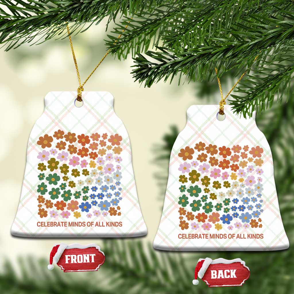 Neurodiversity Boho Floral Ceramic Ornament Celebrate Minds of All Kinds Autism ADHD ASD TS02 Print Your Wear