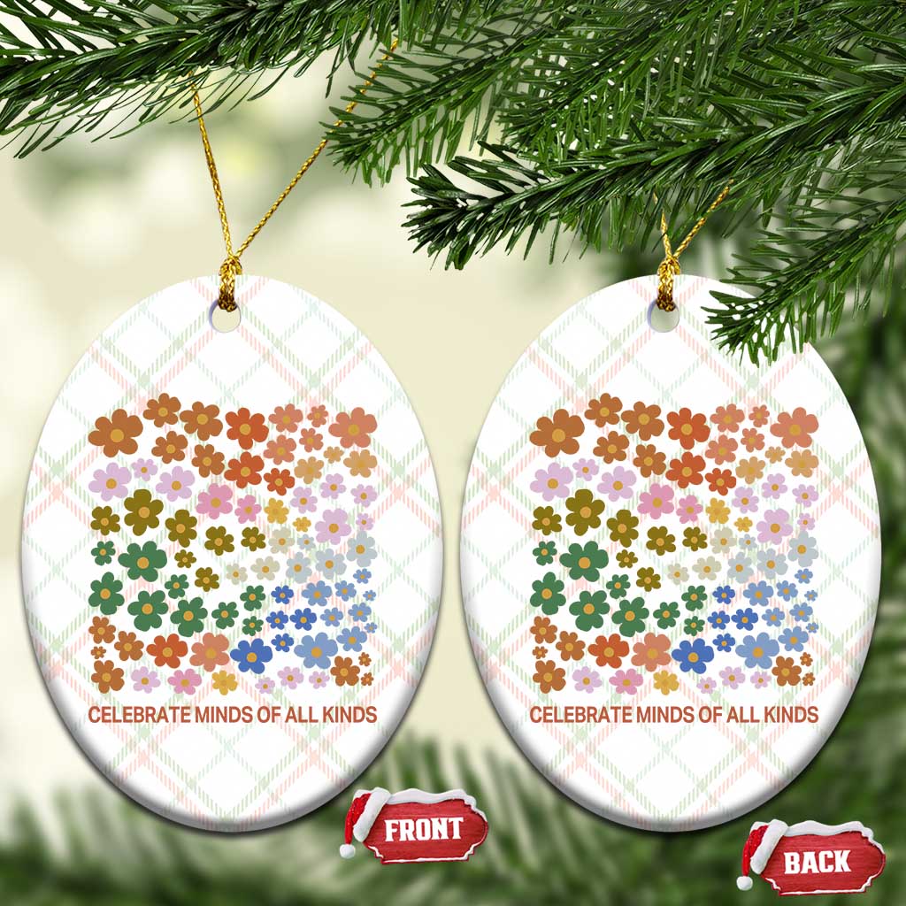 Neurodiversity Boho Floral Ceramic Ornament Celebrate Minds of All Kinds Autism ADHD ASD TS02 Print Your Wear